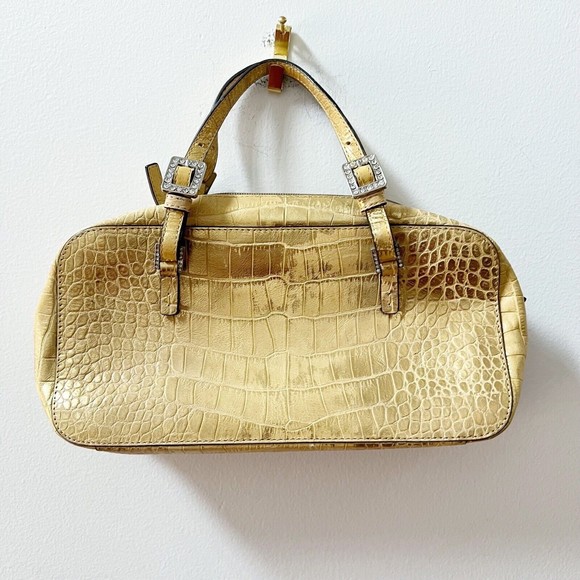 Vintage Bags Vintage Y2k Gold Faux Alligator Rhinestone Mini Bag